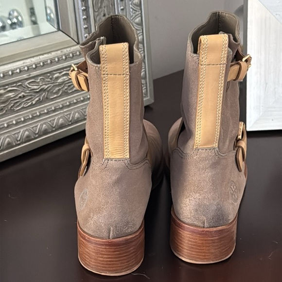 Tory Burch Moto oiled distressed suede and leather tan boots Sz 11 - Picture 4 of 11
